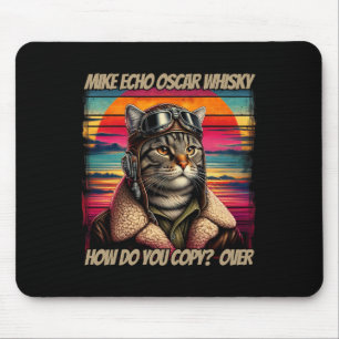 Retro Cat Pilot Mike Echo Oscar Whisky M.e.o.w Mouse Pad