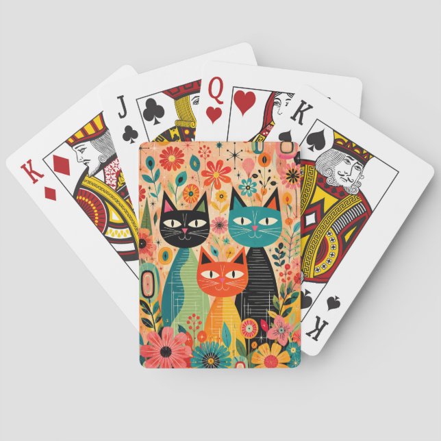Retro Cat Playing Cards (Back)