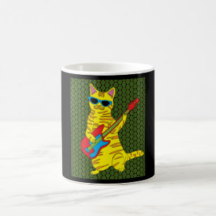 Retro Cat Playing Guitar Coffee Mug