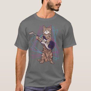 retro cat playing guitar kitten plays guitarist T-Shirt