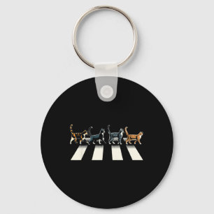 Retro Cat Rock And Roll Music Gift Men Kids Women Keychain