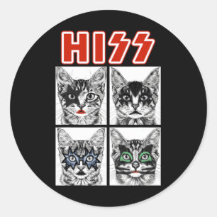 Retro Cat Rock Music Concert Band Men Kids Women F Classic Round Sticker