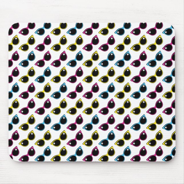 Retro Cat Sunglasses Pattern Mouse Pad (Front)