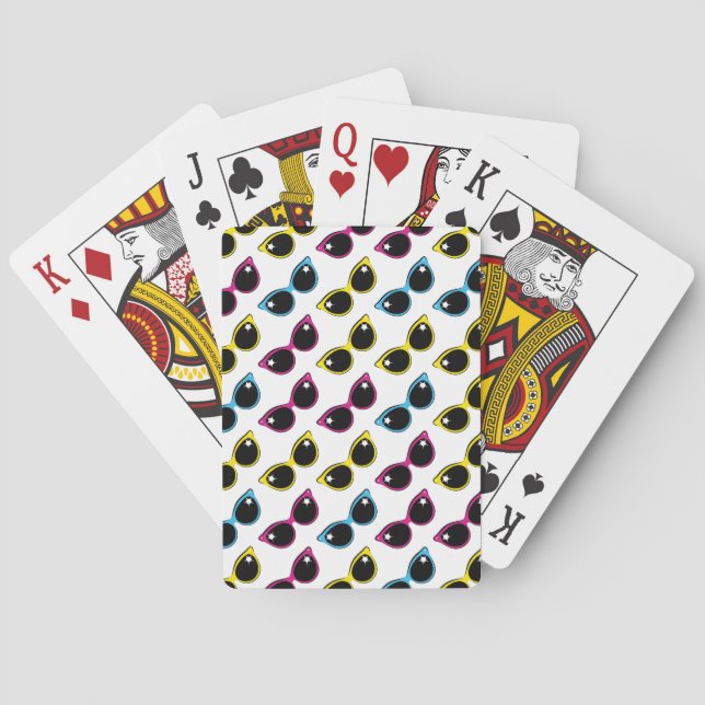 Retro Cat Sunglasses Pattern Playing Cards (Back)