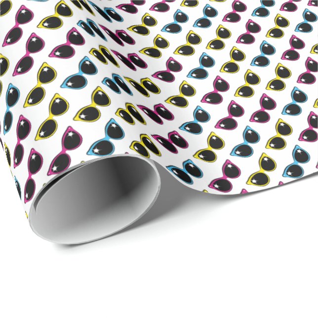 Retro Cat Sunglasses Pattern Wrapping Paper (Roll Corner)