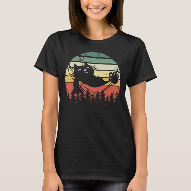 Retro Cat Sunset Hammock T-Shirt (Front)