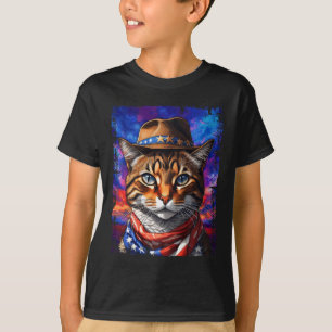 Retro Cat Usa American Flag Kitten Kitty Lover 4th T-Shirt