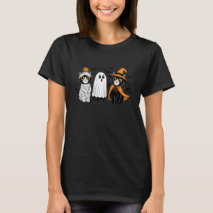 Retro Cat Witch Scary Halloween Pumpkin Women Men T-Shirt