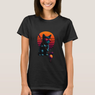 Retro Cat With Golf Club Golfing Golfer T-Shirt