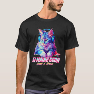 Retro Cat with Headphones  Music DJ Maine Coon Cat T-Shirt