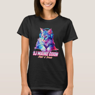 Retro Cat with Headphones Music DJ Maine Coon Cat T-Shirt