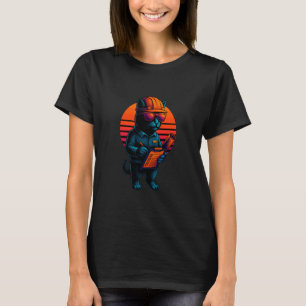 Retro Cat With Project Site Skills Construction Ma T-Shirt
