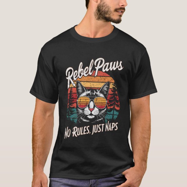 Retro Cat With Sunglasses Funny T-Shirt (Front)