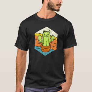 Retro Catcus Cactus Cat Plant For Men Women Garden T-Shirt