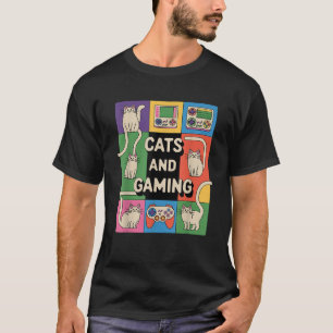 Retro Cats And Gaming Funny Cat Lover and Video Ga T-Shirt