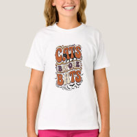 Retro Cats Before Bats Typography Black Halloween