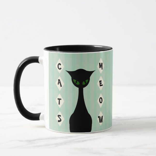 Retro Cats Meow Mid-Century-Modern Mug (Left)