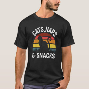 Retro Cats Naps And Snacks Mom Life T-Shirt
