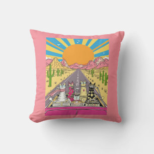 Retro Cats on Vacation Take a Road Trip Outdoor Pillow