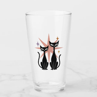 Retro Cats Pink Atomic Starburst Glass | Mid-Centu