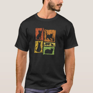 Retro Cats Typical Poses Graphic For Cat Dads And  T-Shirt
