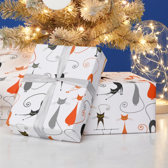 Retro Cats Wrapping Paper (Holidays)