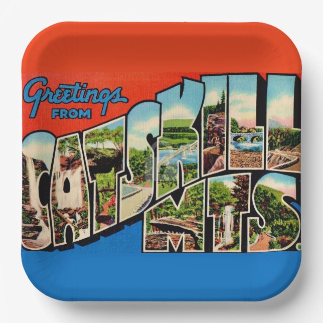 Retro Catskill Mountains  Paper Plate (Front)