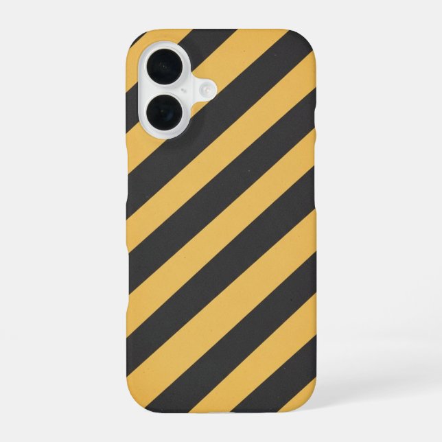 Retro Caution Stripe Panel iPhone 16 Case (Back)