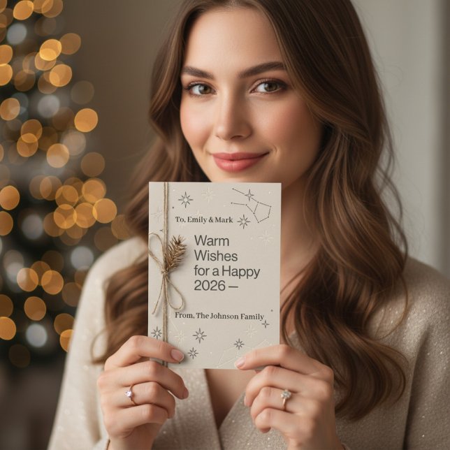 Retro Celestial Constellation Warm Wishes New Year Card (Creator Uploaded)