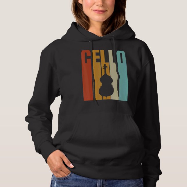 Retro Cello  Cool Cello Player Hoodie (Front)