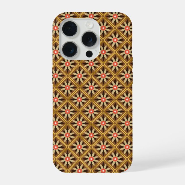 Retro Centred Geometric flower in diamond pattern iPhone Case (Back)