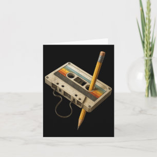 Retro Cette And Pencil Funny 80s 90s Mixtape Nosta Card