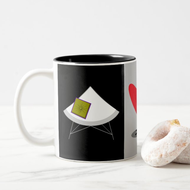 Retro Chairs Two-Tone Coffee Mug (With Donut)