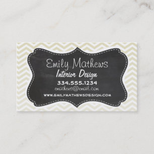 Retro Chalkboard; Beige Chevron; zig zag Business Card
