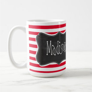 Retro Chalkboard Cadmium Red Stripes; Striped Coffee Mug