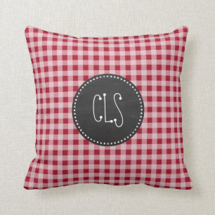 Retro Chalkboard; Carmine Red Gingham; Chequered Throw Pillow