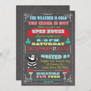 Retro Chalkboard Christmas Party Invitation