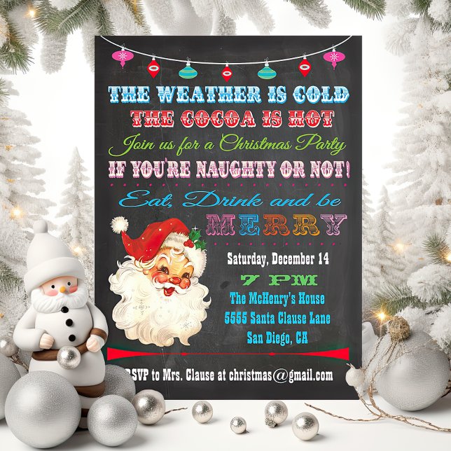 Retro Chalkboard Christmas Party Invitation (Creator Uploaded)