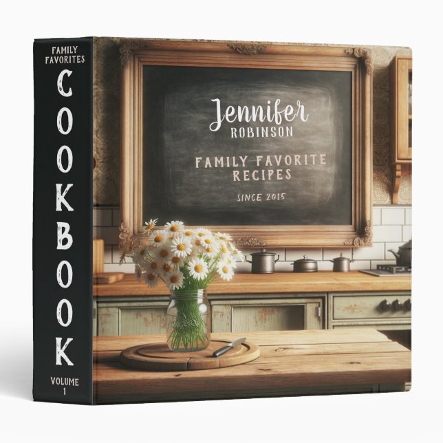 Retro Chalkboard Cookbook Binder (Front/Spine)