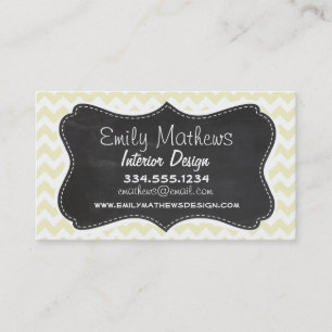 Retro Chalkboard; Cream Chevron; zig zag Business Card