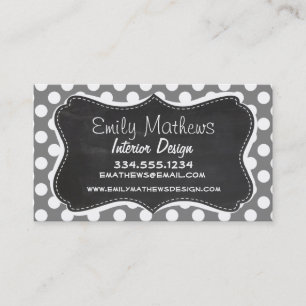 Retro Chalkboard; Dark Grey Polka Dots Business Card