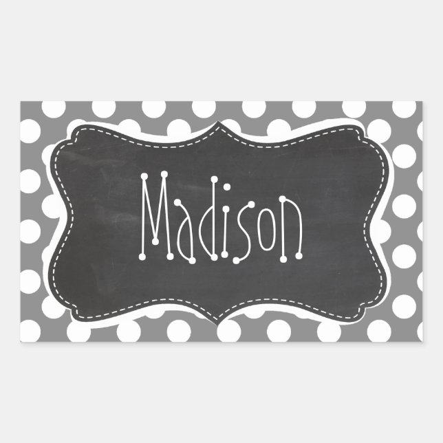 Retro Chalkboard; Dark Grey Polka Dots Sticker (Front)