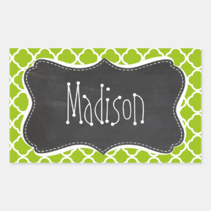 Retro Chalkboard look; Apple Green Quatrefoil Sticker