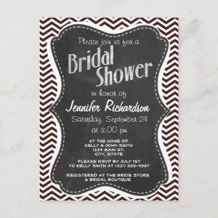 Retro Chalkboard look; Dark Sienna Chevron Invitation Postcard