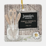 Retro Chalkboard, Mason Jar and Daisy Ceramic Ornament<br><div class="desc">Add a name and more to personalize this charming kitchen design featuring a chalkboard,  vintage mason jar,  wood utensils and a daisy.  Great for people who love to cook. Artwork by Amelia Carrie.</div>