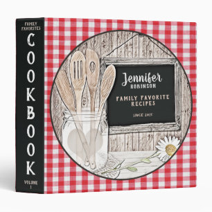 Retro Chalkboard, Mason Jar  and Daisy Red Plaid Binder