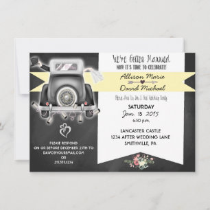 Retro Chalkboard Post Wedding Party Invitation