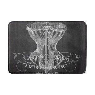 Retro chalkboard scripts victorian lingerie corset bath mat