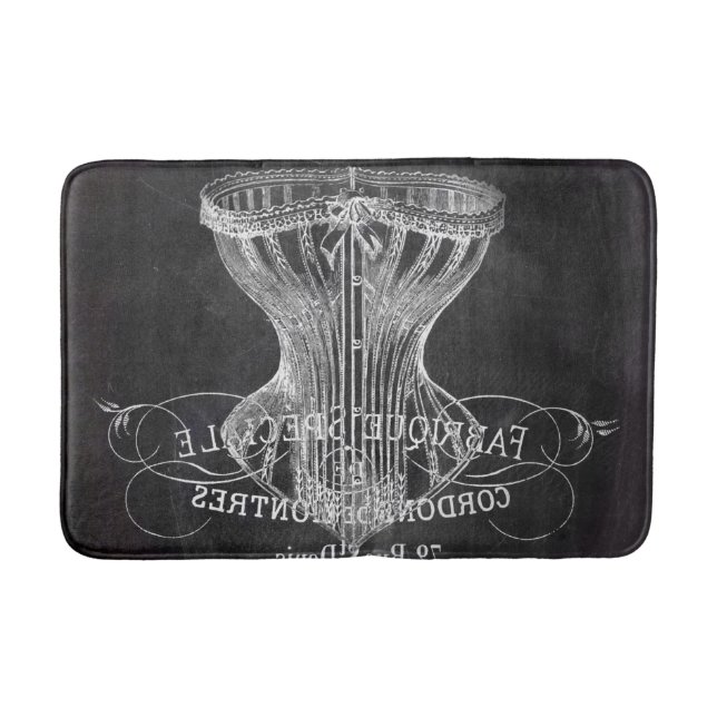 Retro chalkboard scripts victorian lingerie corset bath mat (Front)