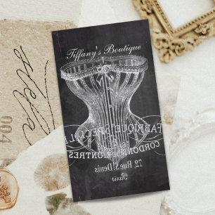Retro chalkboard scripts victorian lingerie corset business card